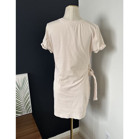 Runway The Label Winnie Shirt Faux Wrap Dress in Sand Mini - Picture 10 of 14